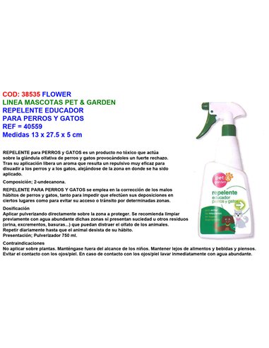 FLOWER REPELENTE EDUCADOR PERROS Y GATOS PET GARDEN40559