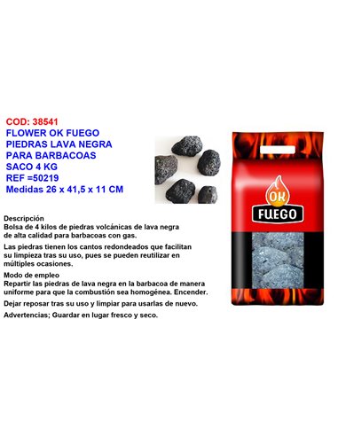 FLOWER OK FUEGO PIEDRAS VOLCANICA LAVA NEGRA  SACO 4KG50219