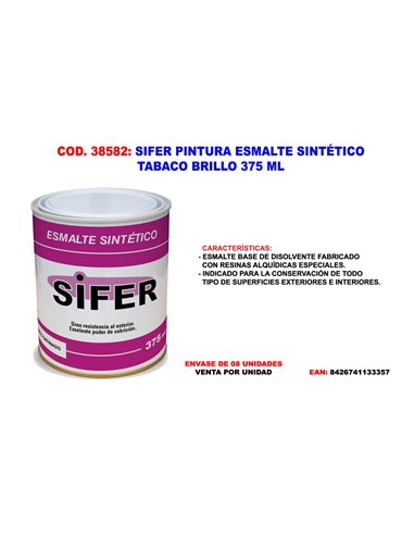 SIFER PINTURA ESMALTE SINTETICO TABACO BRILLO 375 ML