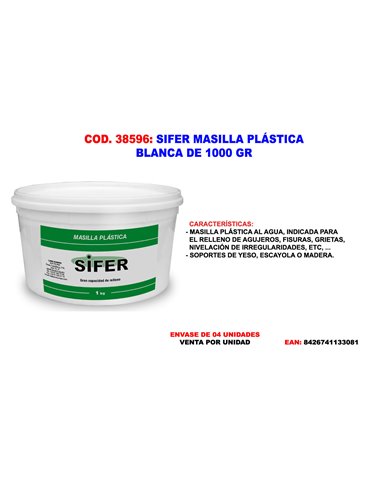 SIFER MASILLA UNIVERSAL PLASTICA TAPA GRIETAS BLANCO 1000 GR