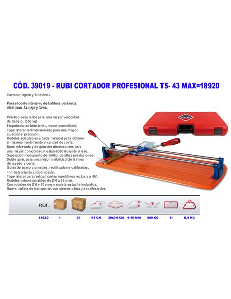 RUBI CORTADOR PROFESIONAL TS- 43 MAX18920