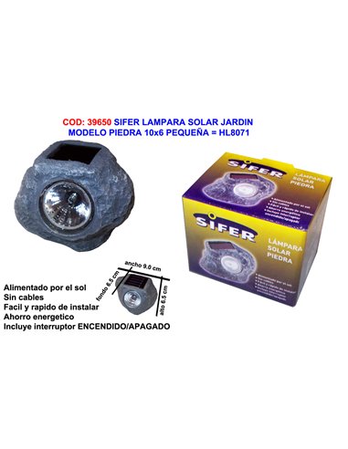 SIFER LAMPARA SOLAR PIEDRA 10x6 PEQUE�AHL8071