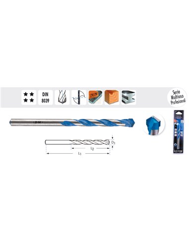 BLUE MASTER BROCA MULTIUSO PROF. 10 MM BLISTER BW810B