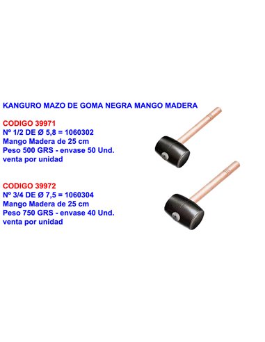 RUBI KANGURO GOMA MAZO GOMA NEGRA 1/2500 GR.  � 5,8 88555