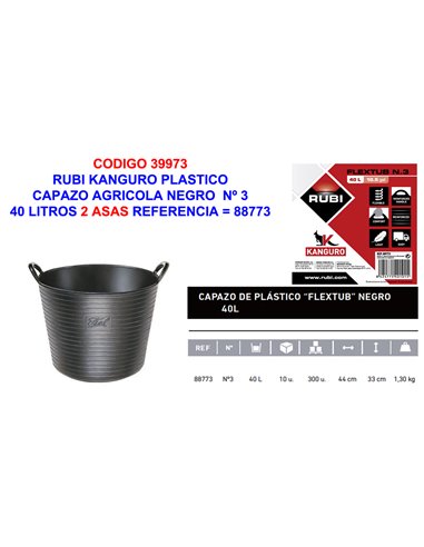 RUBI KANGURO PLASTICO CAPAZO AGRICOLA NEGRO N� 340 LT88773