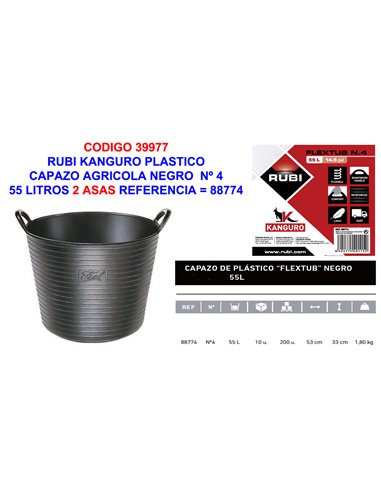 RUBI KANGURO PLASTICO CAPAZO AGRICOLA NEGRO N� 455 LT88774