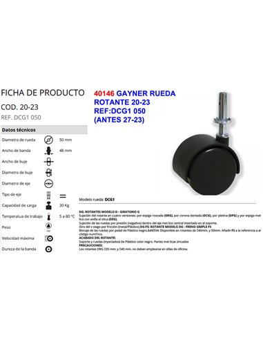 GAYNER RUEDA 20-23REF:DCG1 050  (ANTES 27-23)