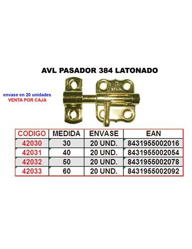 AVL PASADOR 384 LATONADO 30 MM.