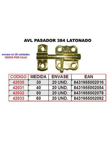 AVL PASADOR 384 LATONADO 40 MM.