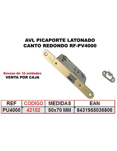 AVL PICAPORTE UNIFICADO LATONADO 50x70 MM CANTO REDONDOPU-4000