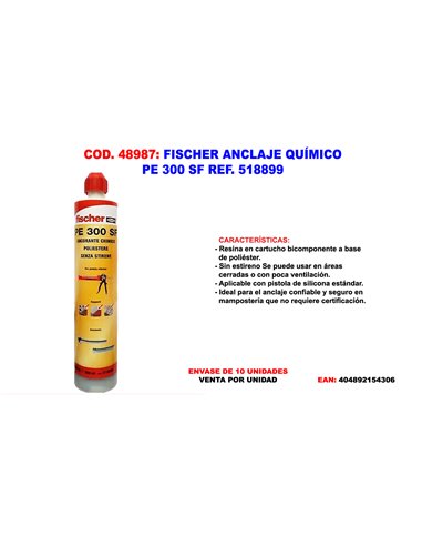 FISCHER ANCLAJE  TACO QUIMICO PE 300 SF 518899