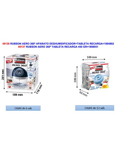 HENKEL RUBSON AERO 360� DESHUMIDIFICADOR+TABLETA RECARG2626322