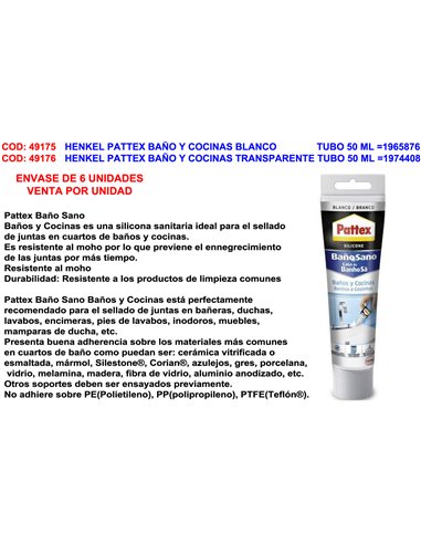 HENKEL PATTEX BA�O Y COCINAS BLANCO TUBO 50 ML 1965876