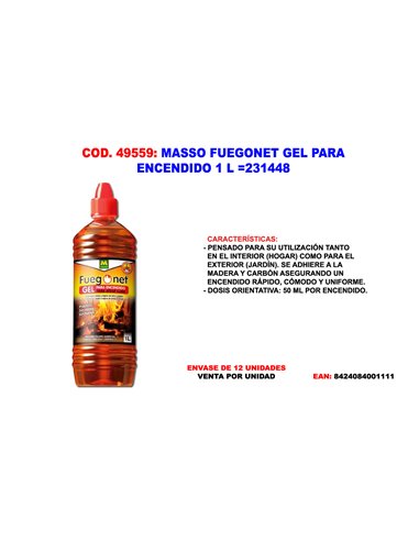 MASSO FUEGONET GEL PARA ENCENDIDO 1 L 231448