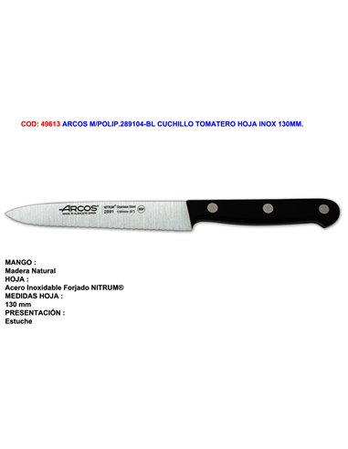 ARCOS M/POLIP.289104-BL CUCHILLO TOMATERO HOJA INOX 130MM.