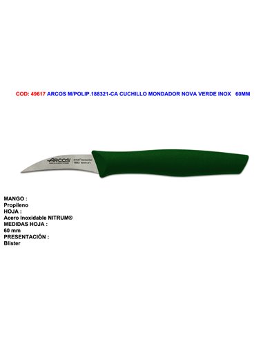 ARCOS M/POLIP.188321-CA CUCHILLO MONDADOR NOVA VERDE INOX   60MM