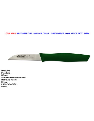 ARCOS M/POLIP.188421-CA CUCHILLO MONDADOR NOVA VERDE INOX   80MM