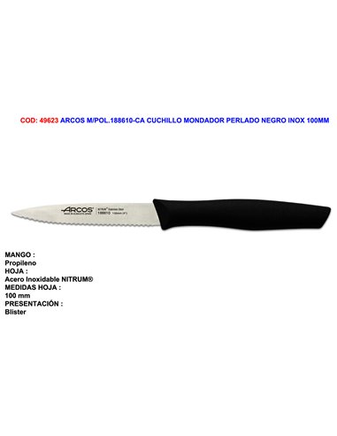 ARCOS M/POL.188610-CA CUCHILLO MONDADOR PERLADO NEGRO INOX 100MM