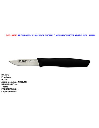 ARCOS M/POLIP.188200-CA CUCHILLO MONDADOR NOVA NEGRO INOX   70MM