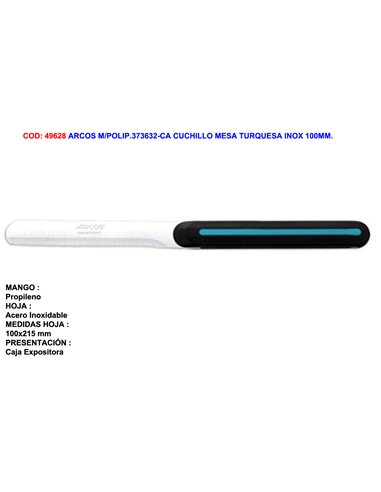 ARCOS M/POLIP.373632-CA CUCHILLO MESA TURQUESA INOX 100MM.