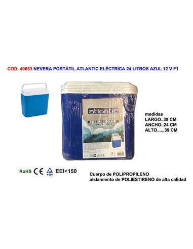 NEVERA PORTATIL ATLANTIC ELECTRICA 24 LITROS AZUL 12 V 