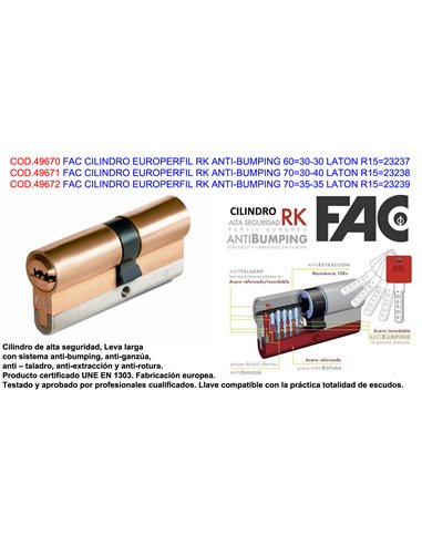 FAC CILINDRO EUROPERFIL RK ANTI-BUMPING 7030-40 LATON R1523238