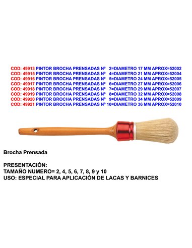 PINTOR BROCHA PRENSADAS N�   4DIAMETRO 21 MM APROX52004