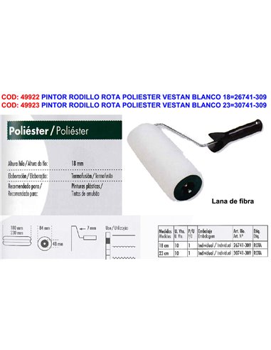 PINTOR RODILLO ROTA POLIESTER  PAREDES/TECHOS 18 CM26741-309