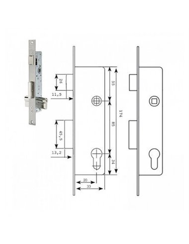 TESA CERRADURA S/2210 DESLIZ. S/CERR. S/ESCUDO 221028SSI