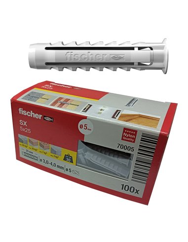 FISCHER TACOS SX PROMO 100 UN/CAJA GRIS 5X25  70005