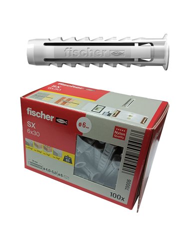 FISCHER TACOS SX PROMO 100 UN/CAJA GRIS 6X30  70006