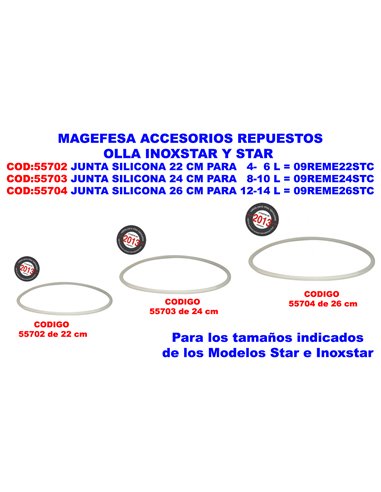 MAGEFESA ACC.OLLA STAR JUNTA SILICONA 26CM12-14L09REME26STC