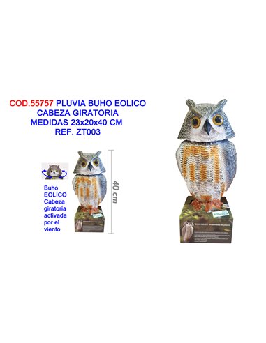 PLUVIA BUHO EOLICO CABEZA GIRATORIA 23x20x40 CM REF. ZT003