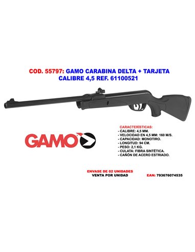 GAMO CARABINA DELTA JUNIOR +TARJETA CALIBRE 4,5 REF.61100521 