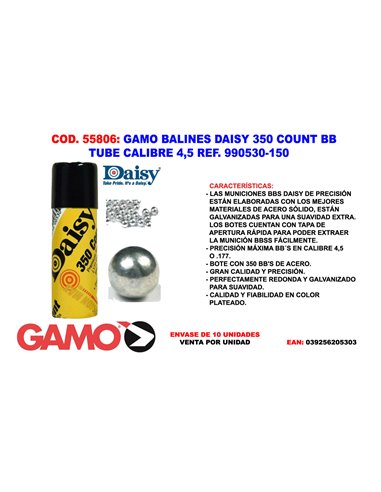 GAMO PLOMILLOS TUBE 350 DAISY BOLA  4,49 CARABINA/PISTOLA DAISY 