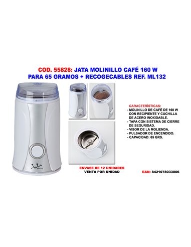 JATA MOLINILLO CAFE ML132160W PARA 65 GRAMOS+RECOGECABLES