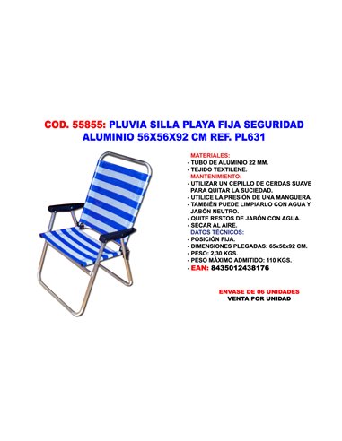 PLUVIA SILLA NORMAL FIJA PLAYA ALUMI 22� 56X56X92CMXYC041HPL631