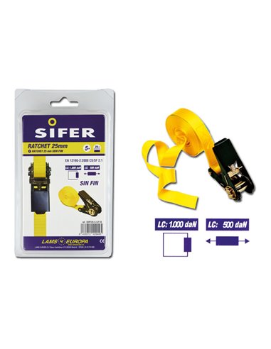 SIFER RATCHET 25 MM 5 M SIN FIN SIRT25-5-S/F-B