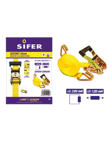 SIFER RATCHET 35MM ERGONOMI. 5,5M+0,5M GAN CERRADO SIRT35-6-GC-B