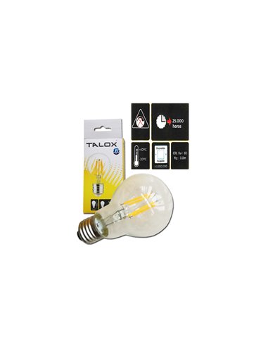 TALOX BOMBILLA LED FILAMENTO A-60 E27 4 W 3000K320 LUMEN