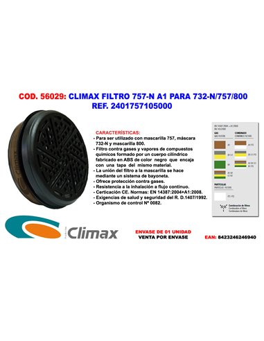 CLIMAX FILTRO 757-N A1 PARA MASCARILLA 757-S 757NA1