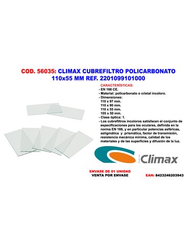 CLIMAX CRISTAL POLICARB INCOLORO 110X55 CARETA /PANTALLA SOLDAR 