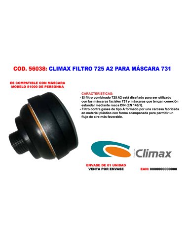 CLIMAX  FILTRO 725 A2 PARA MASCARA 731 