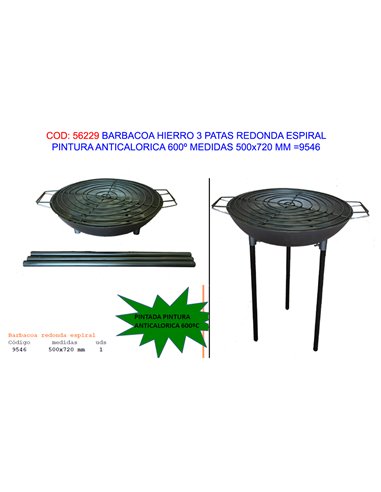 BARBACOA HIERRO REDONDA ESPIRAL 500x720MM PINT.ANTICALORICA9546