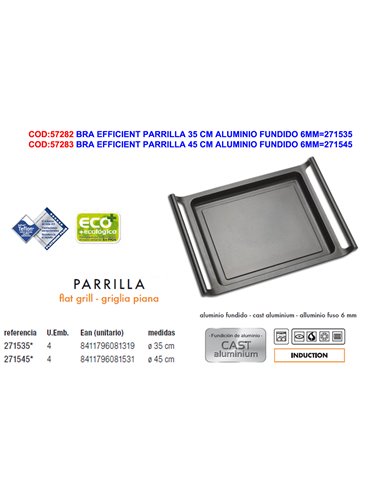 BRA EFFICIENT PARRILLA 35 CM ALUMINIO FUNDIDO 6MM271535