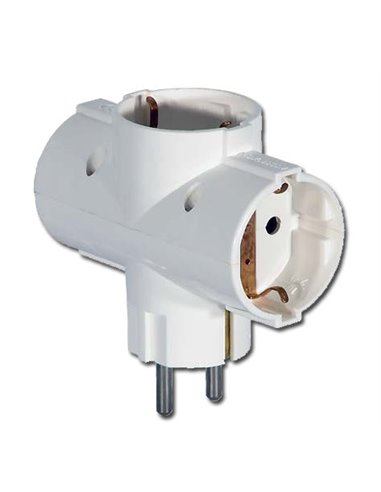 ELECTRICIDAD ADAPTADOR TRIPLE SCHUKO BLANCO BLIST.16A-250V 50516