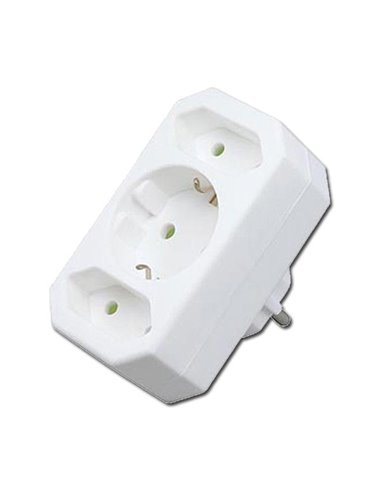 ELECTRICIDAD ADAPTADOR 3 TOMAS BL 1SCHUKO+2BIP.SINTT 13007-51523