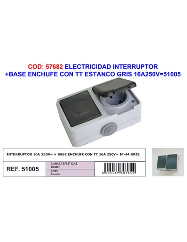 ELECTRICIDAD INTERRUPTOR+BASE ENCHUFE ESTANC 16A250V40826-40815