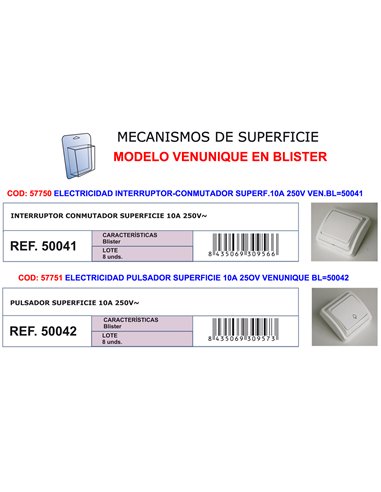 ELECTRICIDAD INTERRUPTOR-CONMUTADOR SUPERF.10A 250V 50041-91841