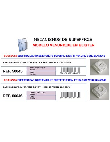 ELECTRICIDAD BASE ENCHUFE SUPERFICIE C/TT 16A 250V50046-91846